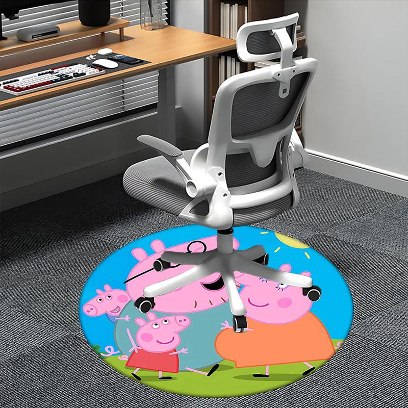 

Peppa Pig Family, Chair mat Round Rug Office carpet, Non slip, Suitable for Living Rooms, Bedrooms decor.1205154a 80cm by 80cm