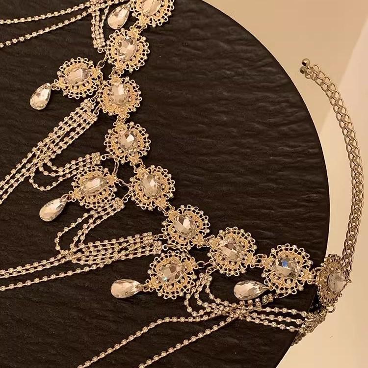 Super Flash Diamond Fringed Necklace Light Luxury Niche High-end Collar Dress Accessories Dinner Collarbone Chain Neck Chain Female Tide