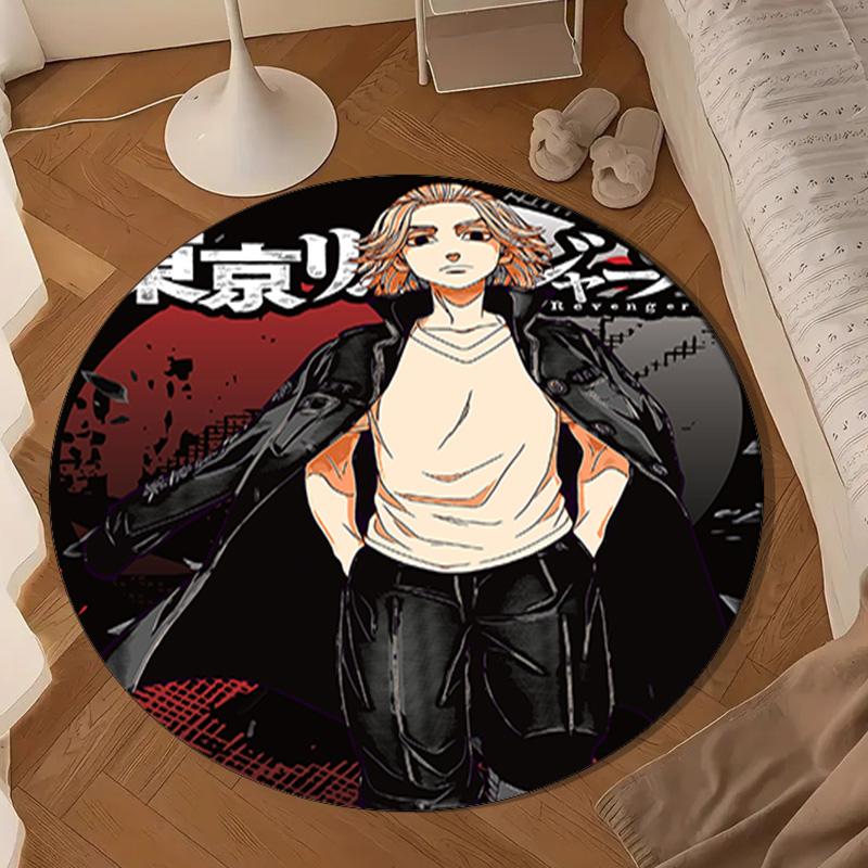Tokyo Anime Round Rug for Livingroom,Bedroom, Palyroom, Chair Rug, Area Rug, Circle Carpet, Large Size Fan Christmas Gift
