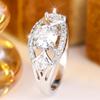 Elegant Silver Color Ring for Women Round Zircon Wedding Banquet Fashion Jewelry Gift