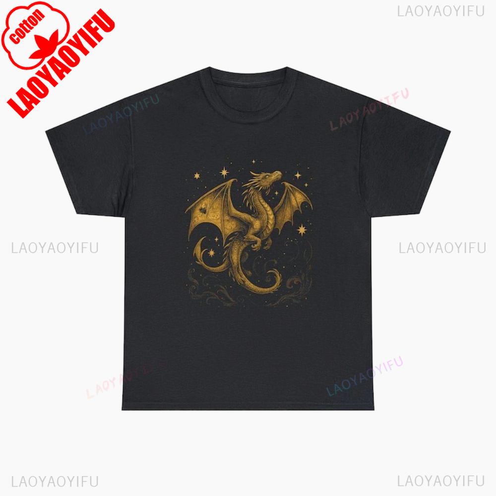 Celestial Dragon Shirt Gold Fantasy TShirt Mystic Dragon Sweatshirt Moon Star Dragon Tee Magic Creature Gift Tshirt Men Women T