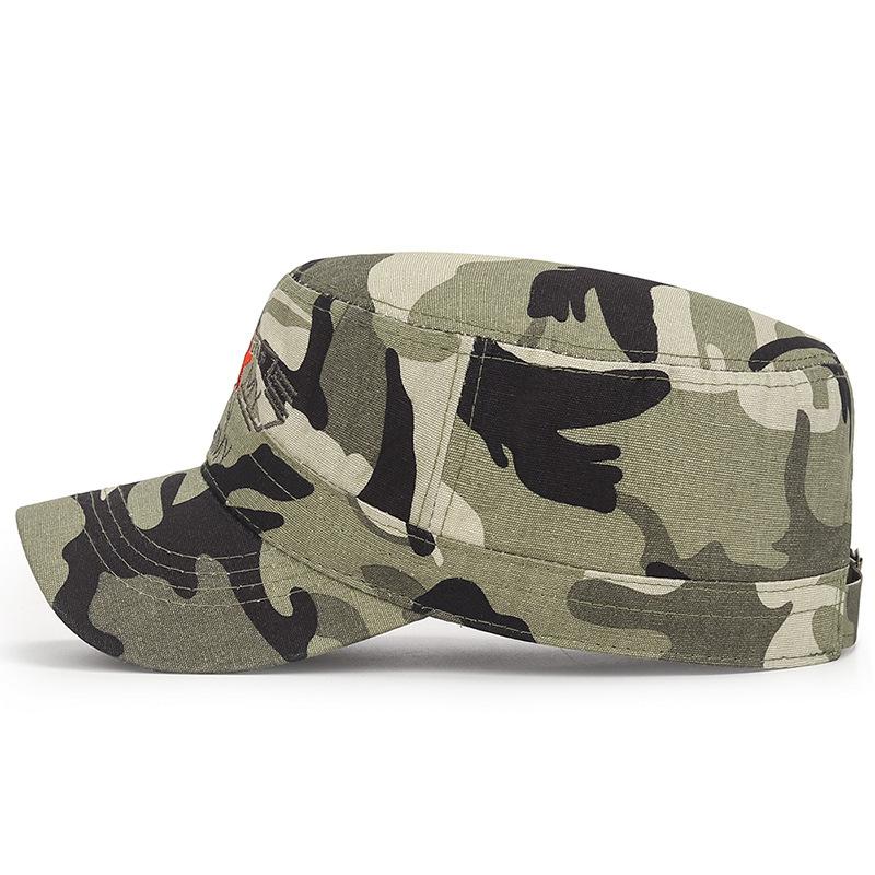 Embroidered Camouflage Sun Protection Flat Top Hat A Fashionable and Versatile Sun Protection Hat for Spring and Autumn