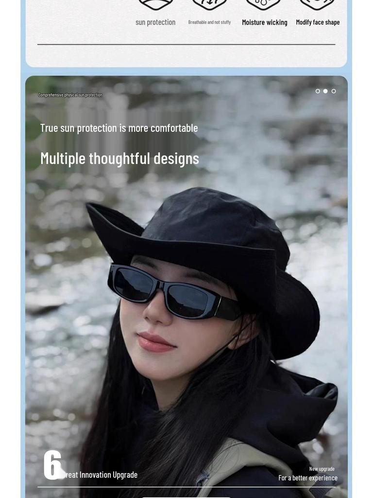 Unisex UV Protection Denim Sun Hat - Large Brim for Outdoor Hiking & Fishing