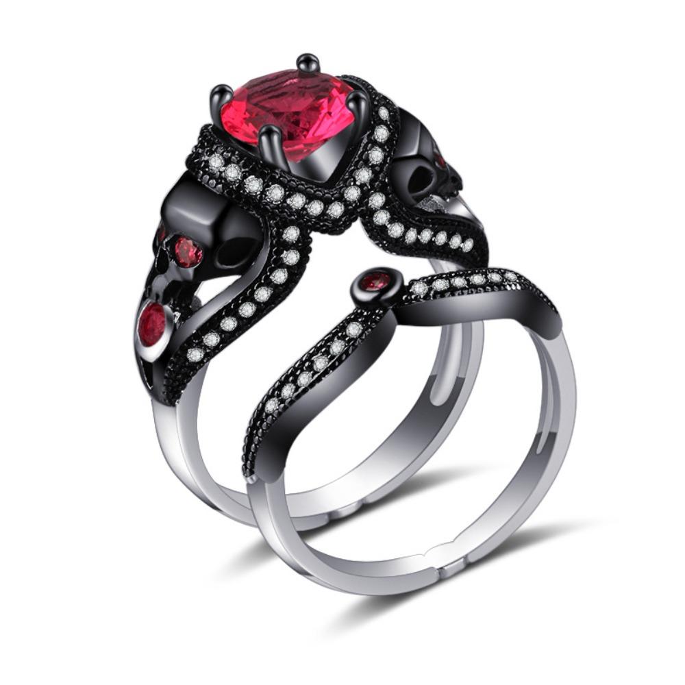 Black Color Skull Women Zircon Punk Rings Women Engagement Ring Jewelry Ring Set Engagement Jewelry