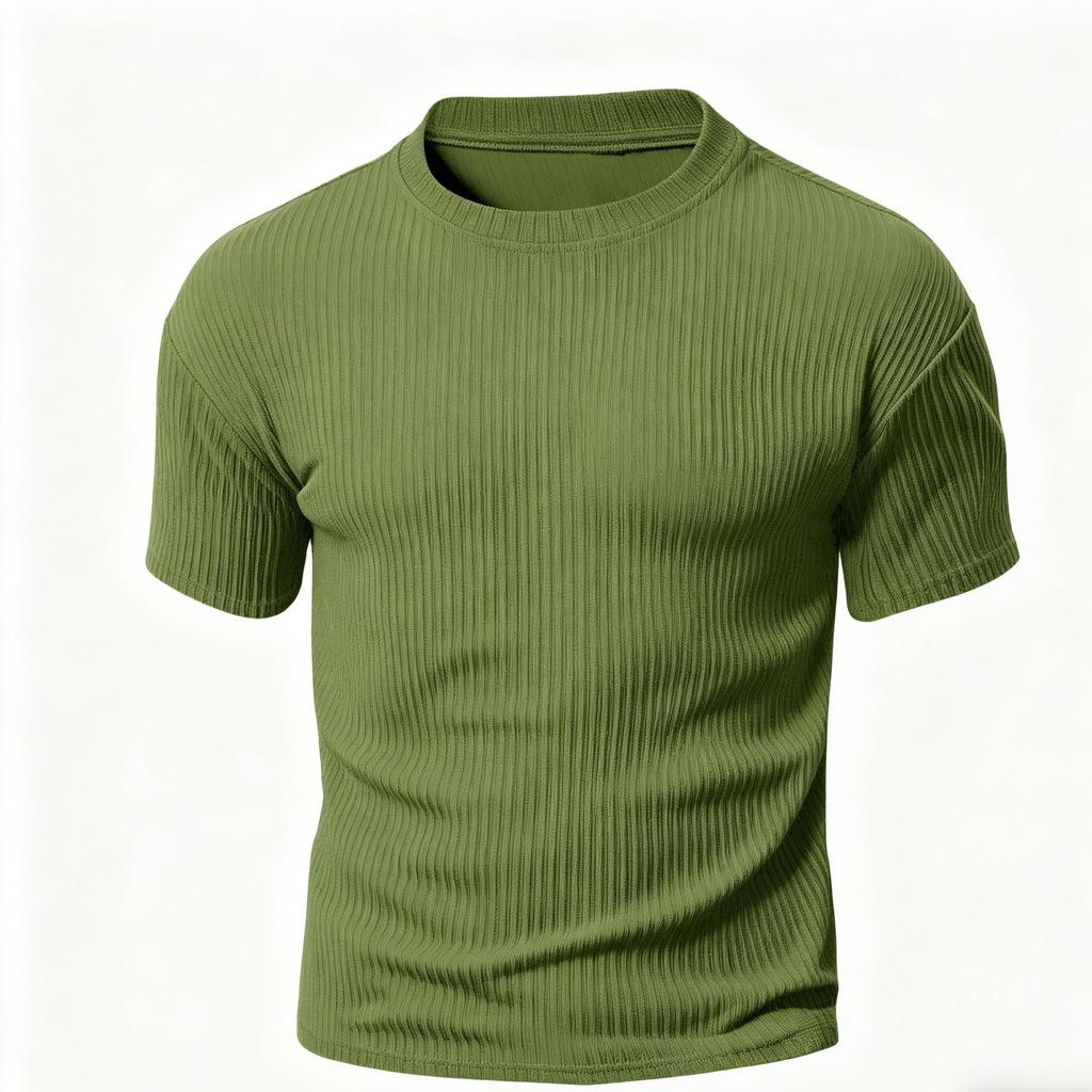 Herren geripptes strukturiertes Slim Fit Kurzarm! Amerikanisches Retro Stretch Rundhals-T-Shirt, Mehrfarbiges Basic Unterhemd / Inneres Oberteil