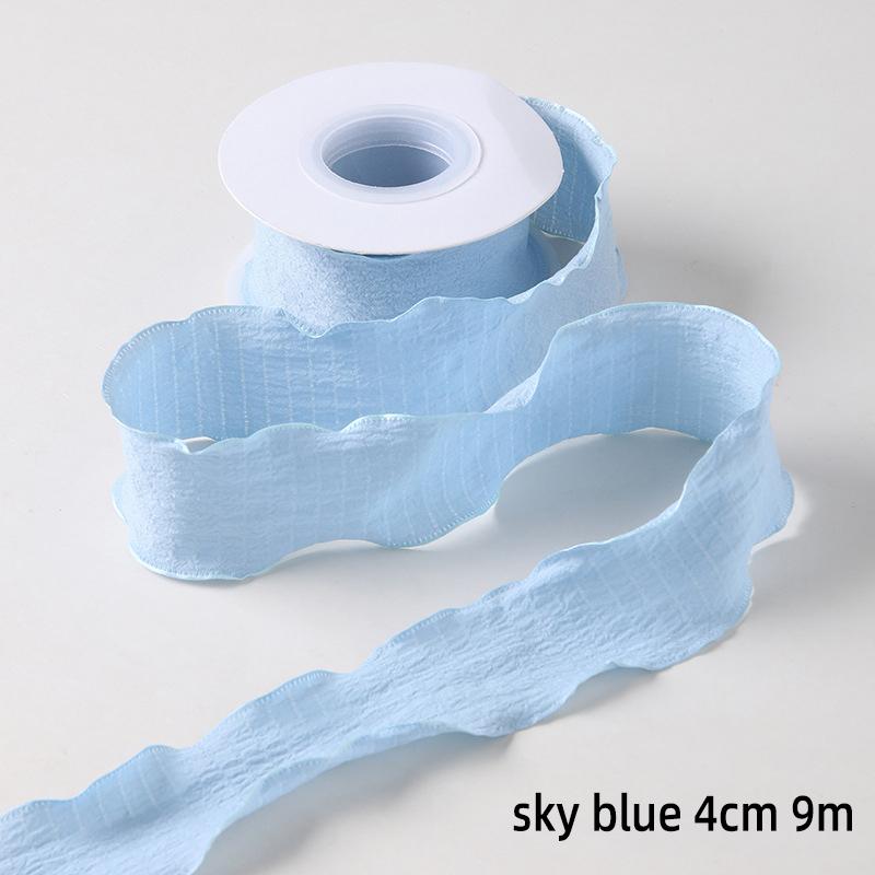 25/40mm 10Yards Candy Color Ribbon Wavy Edge Fishtail Yarn Ribbon for Gift Wrapping DIY Bow Bouquet Cream Style Wrinkled Ribbons