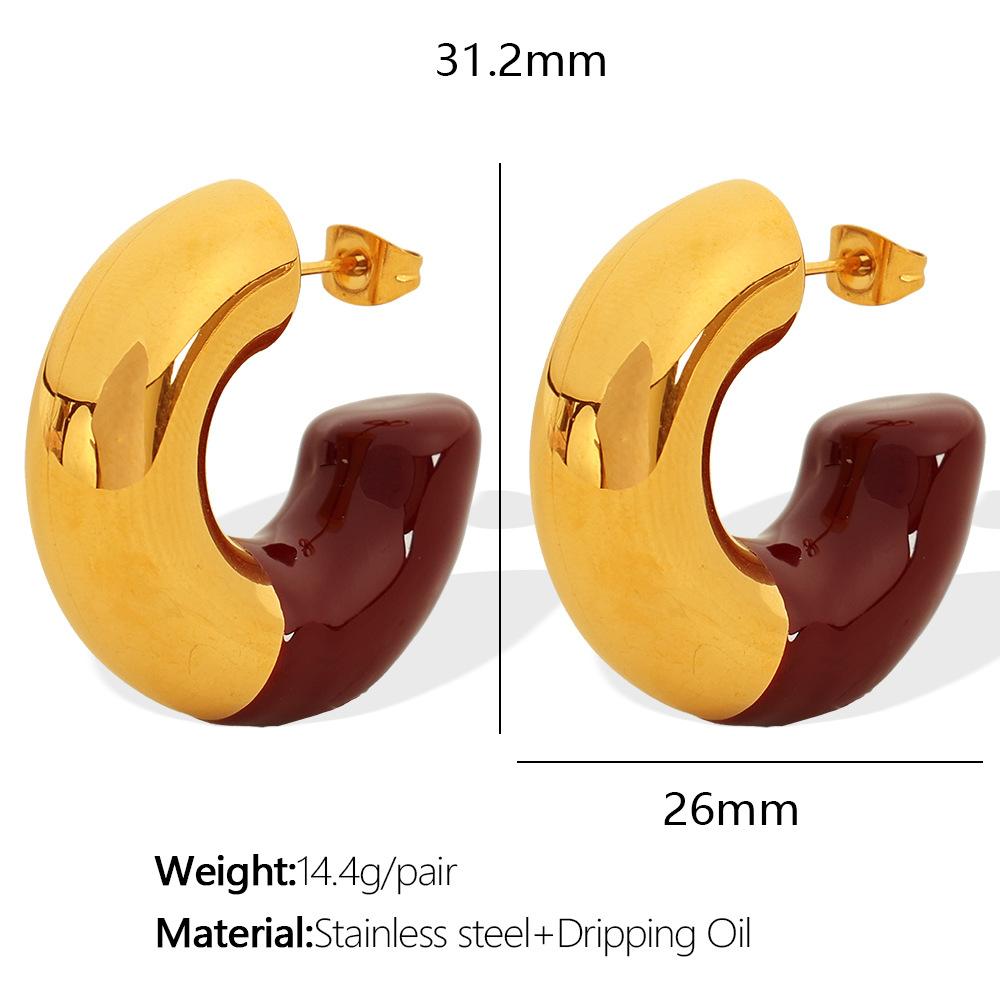 European and American Internet celebrities ins personality ring C type trend simple Epoxy earrings