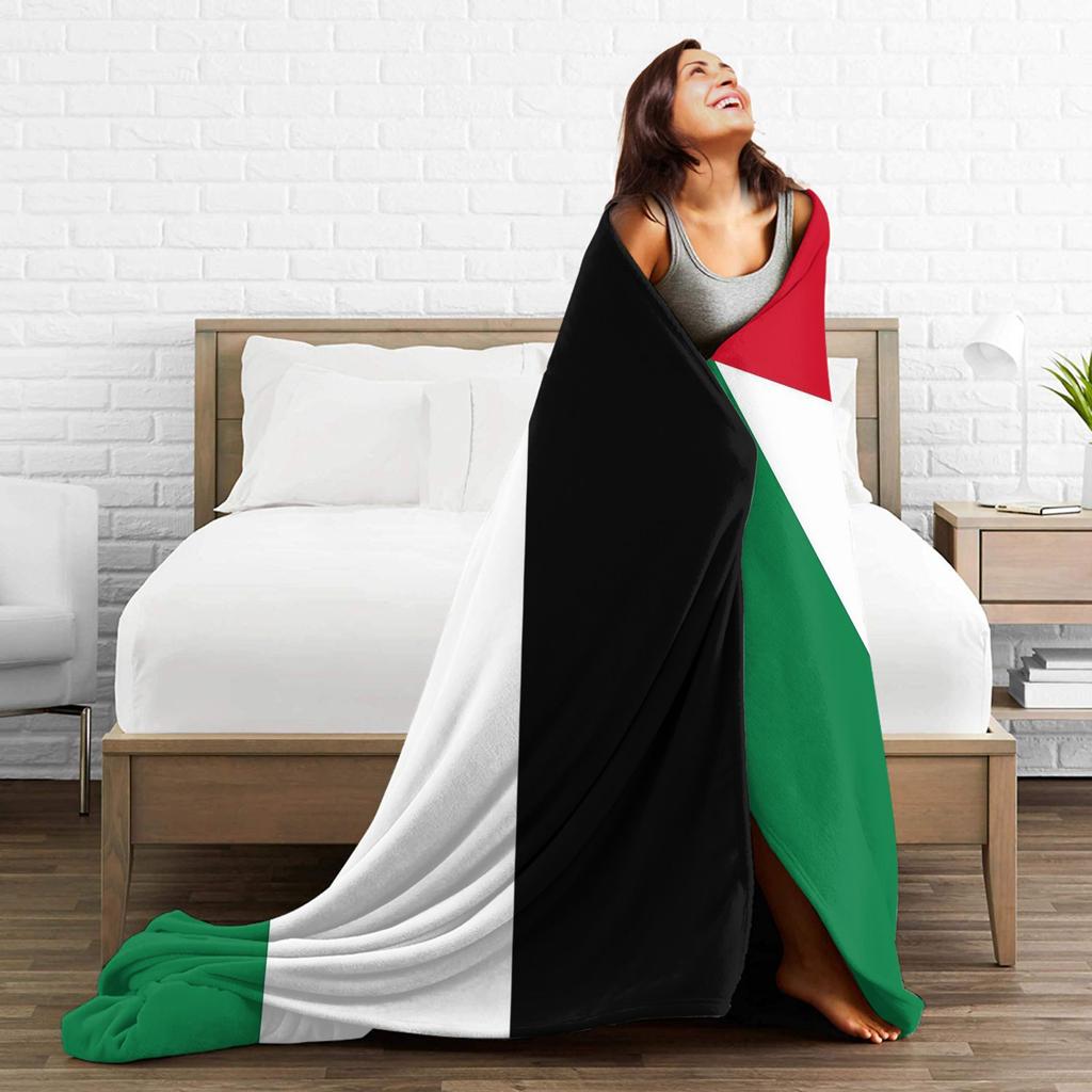 Classic Palestine Black White Keffiyeh Square Print Blanket Flannel Throw Blanket For Couch Chair Sofa Bed Super Warm Bedspread