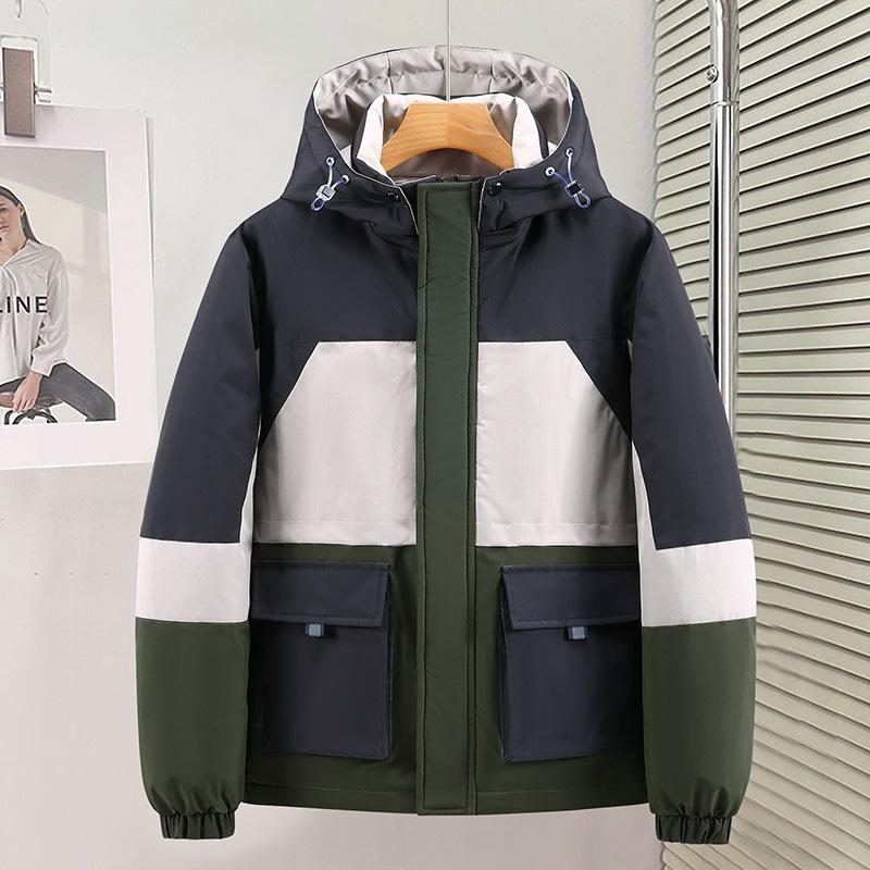 Men's Hooded Standing Collar Cold Resistant Winter Jacket Thickened Warm Lightweight Casual Loose Comfortable Cotton Jacket Punching Jacket