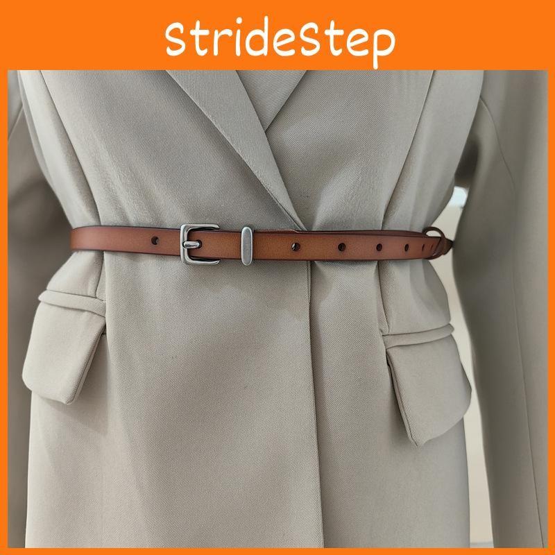 Leather Genuine Slim Belt Women With Alloy Pin Closure For Fashionable Use Daily