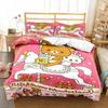 Cartoon Rilakkuma Bear Printed Bed Set Duvet Cover Pillowcase Bedding Set Bed Linen Sheet Quilt Cover Full Queen King Size