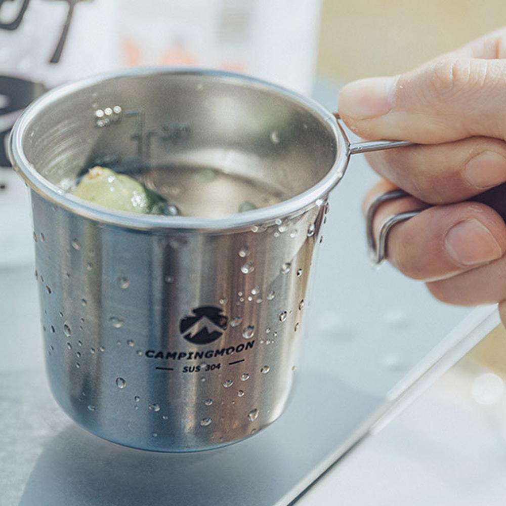 Four Outdoor Stainless Steel Sierra Cups with a Storage Bag Picnic Tableware Portable Barbecue Hiking Camping Cup Picnic Cookware