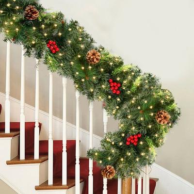 1.8M Christmas Rattan Garland Christmas Artificial Xmas Tree Rattan Banner Hanging Decoration DIY Wreath Rattan Decoration