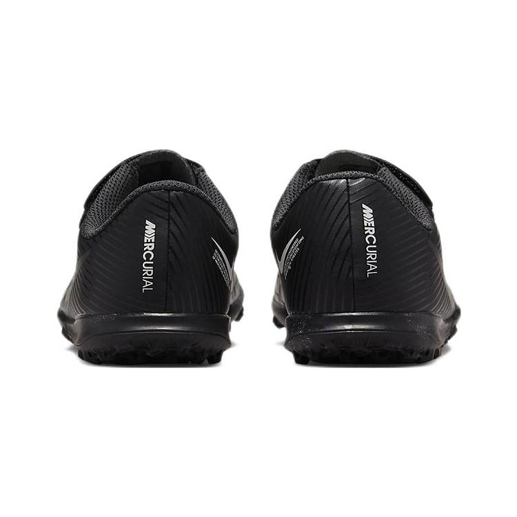 Nike Mercurial Vapor 15 Club TF Grassland Hook and Loop Abrasion Resistant Low Top Soccer Shoes Black Kids' DJ5966-001