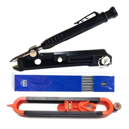 UTST Marking Tool, Shape Gauge, Scribing Tool, Square, Measuring Gauge, Folding Ruler, Contour Gauge, Woodworking Tool (Black Set)