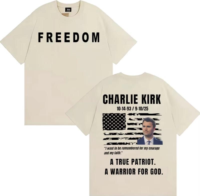 

A True American Patriot A True Warrior for God Charlie Kirk T-shirts Men Women Vintage Short Sleeve Oversized T Shirt Streetwear 5XL різнокольоровий
