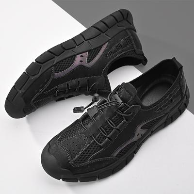 Fashion New Trend Mens Leather Casual Shoes Outdoor Comfortable Sneakers Fashion Soft Man Hiking Shoes Classic Non-slip Treking Footwear
