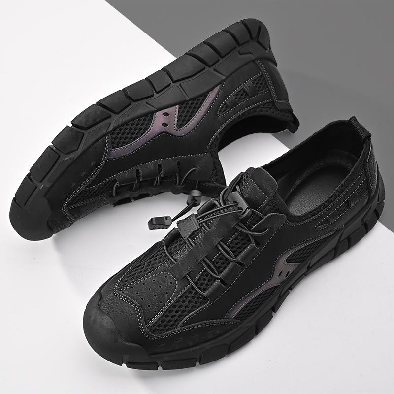 Fashion New Trend Mens Leather Casual Shoes Outdoor Comfortable Sneakers Fashion Soft Man Hiking Shoes Classic Non-slip Treking Footwear