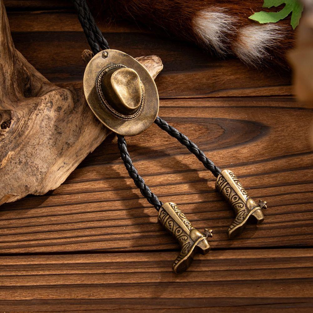 Long Ethnic Style Necklace Boot Pendant PU Leather Necklace Cowboy Cap Pendant Necklace  Gift
