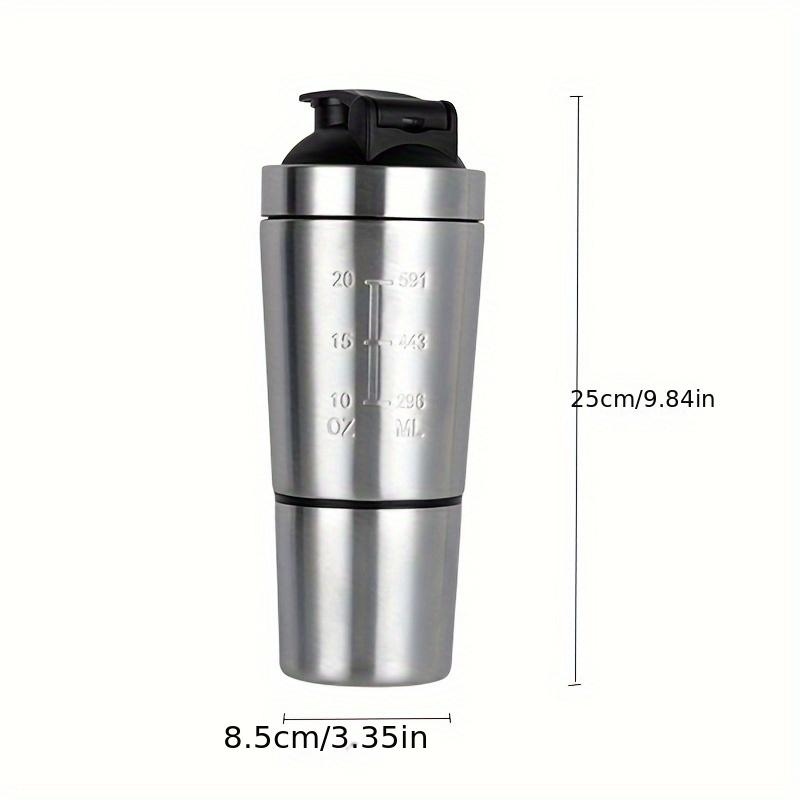 Stainless Steel, 600ml Protein Shake Sports Water Bottle, Ideal for Exercise Supplements, Suitable for Sports, Fitness and Fitness, Beverage Utensils