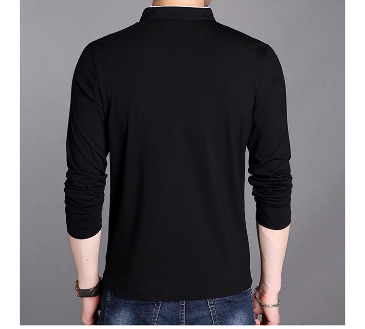 Men's Long-Sleeve Stand Collar Base Layer Shirt - Pure Cotton Solid Color, Slim Fit, Korean Style for Spring & Autumn