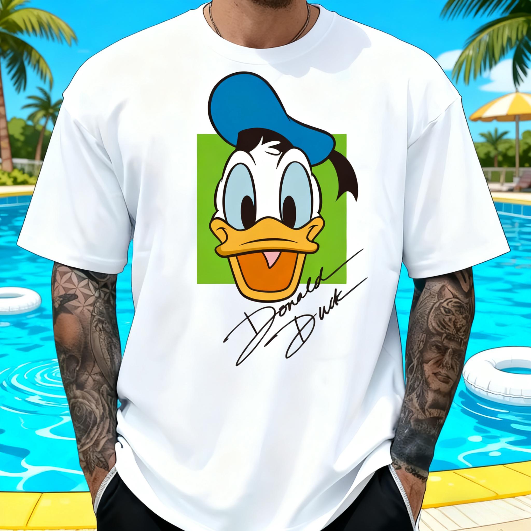 

Summer 202526 Disney Cute Donald Duck Printed Pure Cotton Tshirt Loose and Casual Shortsleeved for Both Men and Women - Men s... S разноцветный