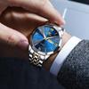 OLEVS Men's Watch Stainless Steel Band Date Display Chronograph 40mm Business Formal Waterproof 10 ATM Gold blue white