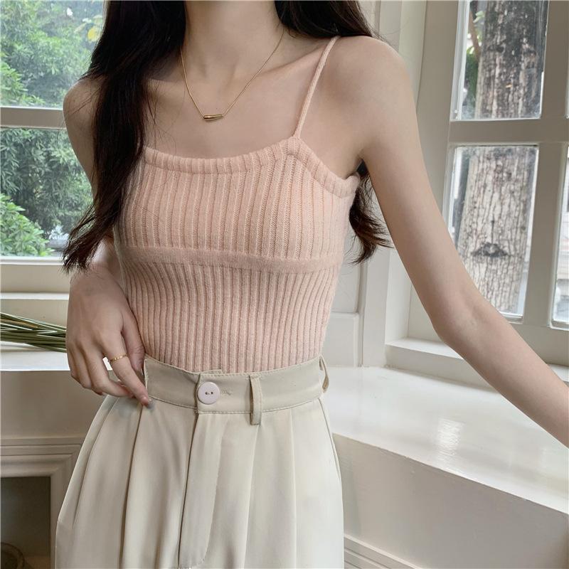 Design Sense Halter Vest Women's Summer New Korean Version of All Matching Slim Body Outside Wearing Spice Girls Short Top