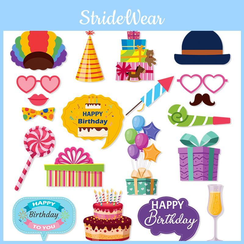 Birthday Party Photo Props Set With Funny Paper Decorations For Celebrations And Events