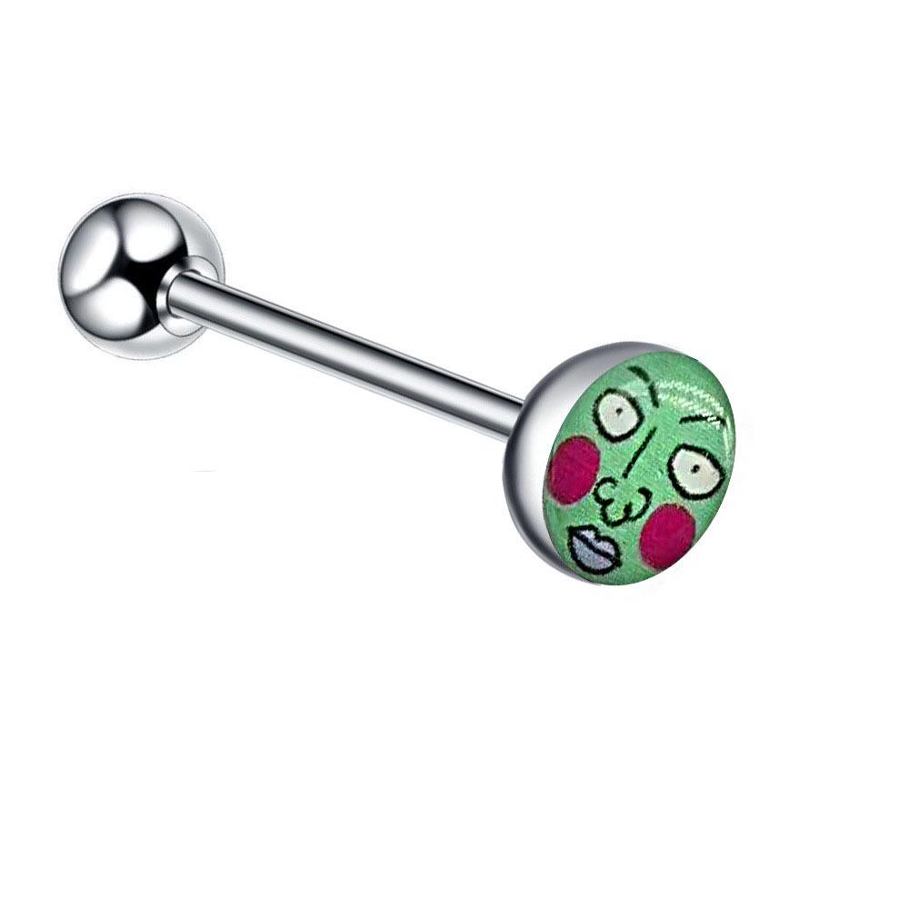 14G Abstrakter Edelstahl Zungen- & Knorpel-Barbell Piercing Schmuck