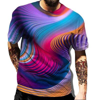 Colorful Vortex Geometric Shapes Creative 3D Printed T-shirt Casual Style Sports Men's T-shirt