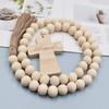 Cross Wood Bead Garlands with Tassels Decorative Ornament Household for Wedding New Year Festival Party Supplies