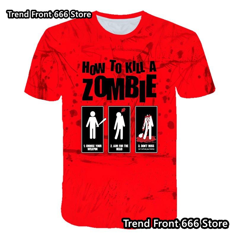 Summer Men's And Children's T-shirt Doomsday Zombie Pattern Thriller Boys 3D Prited Oversized Tshirts Kids Clothes
