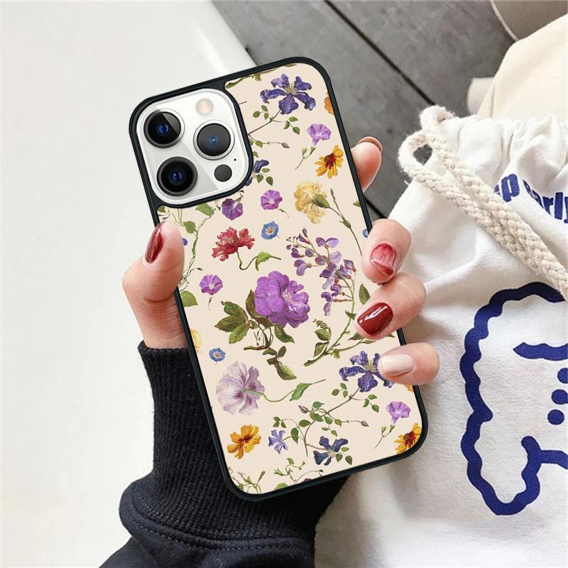 Vintage Leaves Flower Phone Case For iPhone 17 Air 15 16 Cover  11 13 14 Pro Max 12 Plus Max Fundas