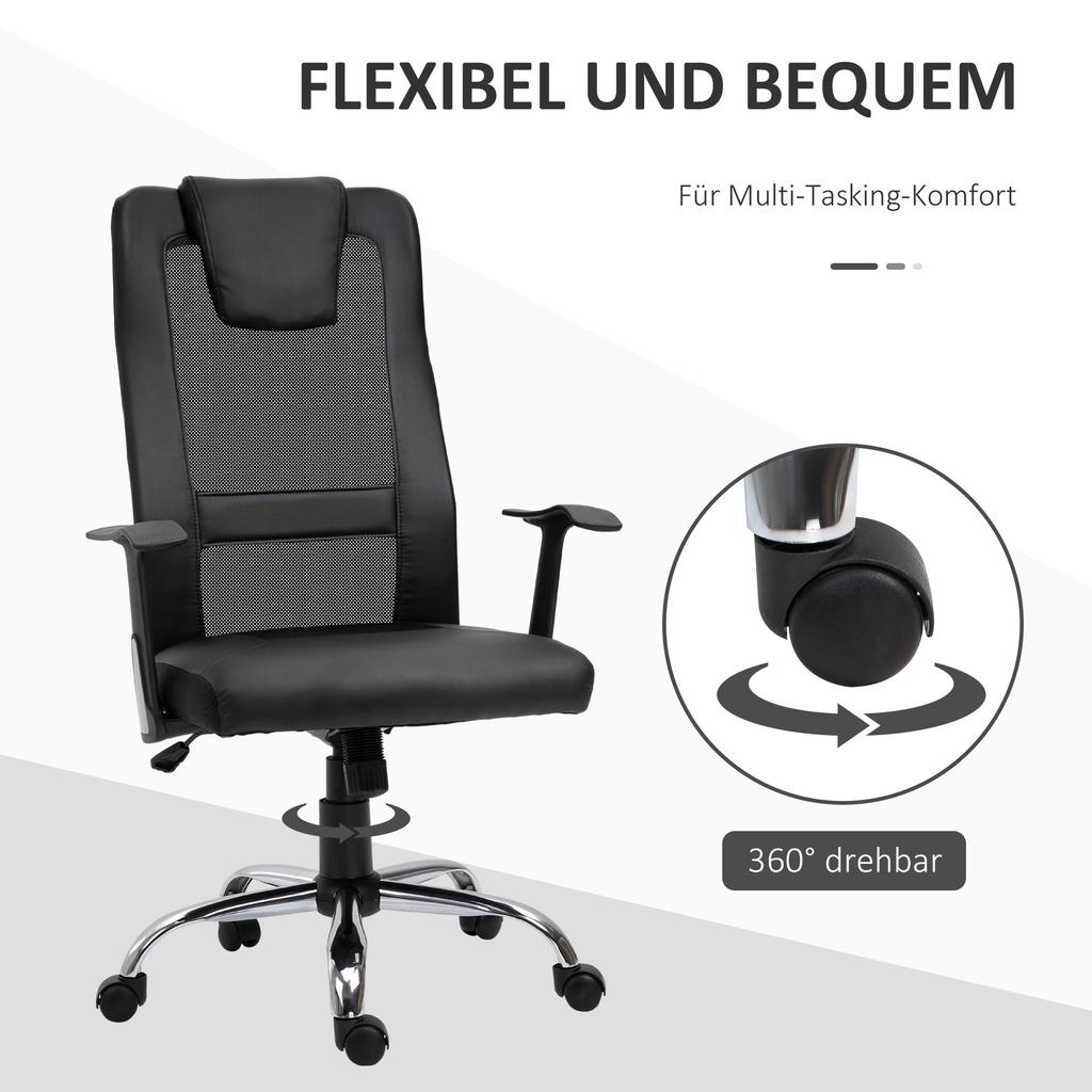 Office Chair Swivel Chair Height-Adjustable Executive Chair Desk Chair Ergonomic PU Black 66 X 73 X 108-118 Cm