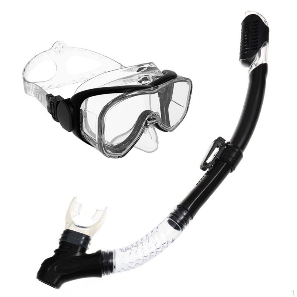 Adult Snorkel Facepiece Set PVC Breathing Piece Wide View Gear for Adults, Diving Black