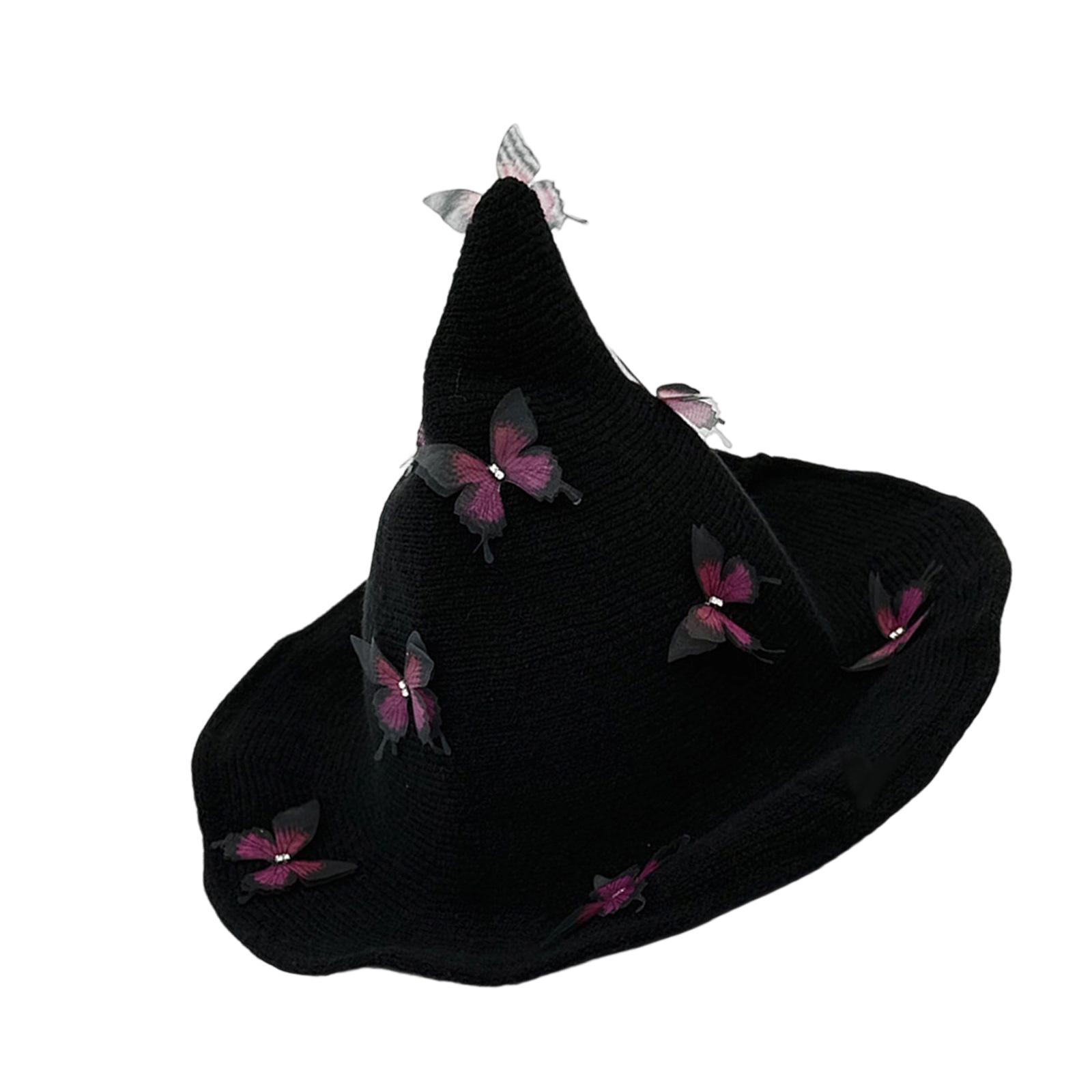 Festives Halloween Costume Hat Soft Fabric Witch Hat With Butterfly Embellishment Halloween Costume Accessory красный