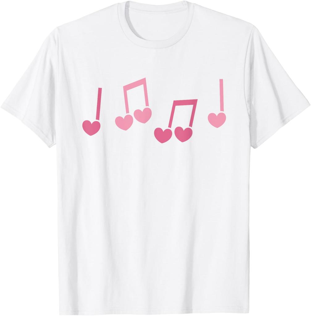 Valentines Day Hearts Music Note Musician Cute Music Teacher TShirt Unisex Summer Streetwear Tops Camisas Streetwear