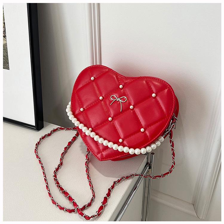 

Весна/Лето 2025 Лолита Мини Стеганая Сумка Кроссбоди в Форме Сердца красный