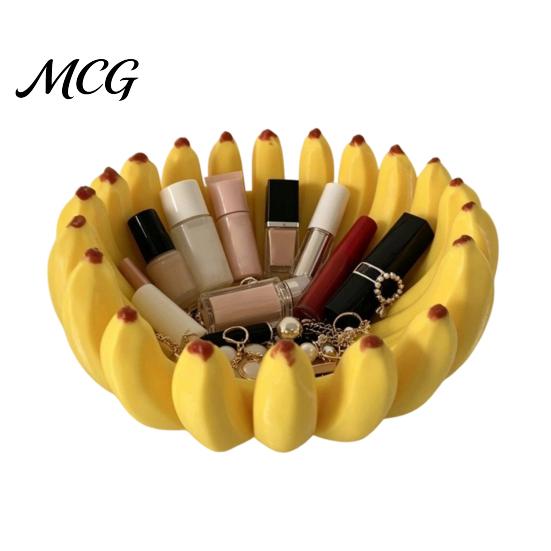 Burr-free Kitchen Bowl 3D Printed Banana Fruit Bowl, Large Capacity Tray Holder, Decorative Candy Snack Shape Food Serving Plate for Kitchen,