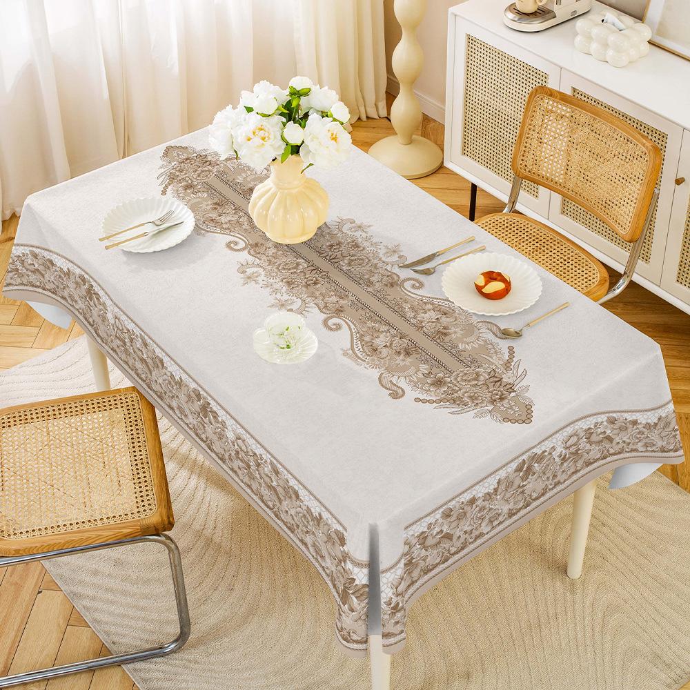 1PC Tablecloth Russian Central Asian Ethnic Style Rectangular Waterproof and Oil-proof Leave-in Household PVC Dining Table Cloth