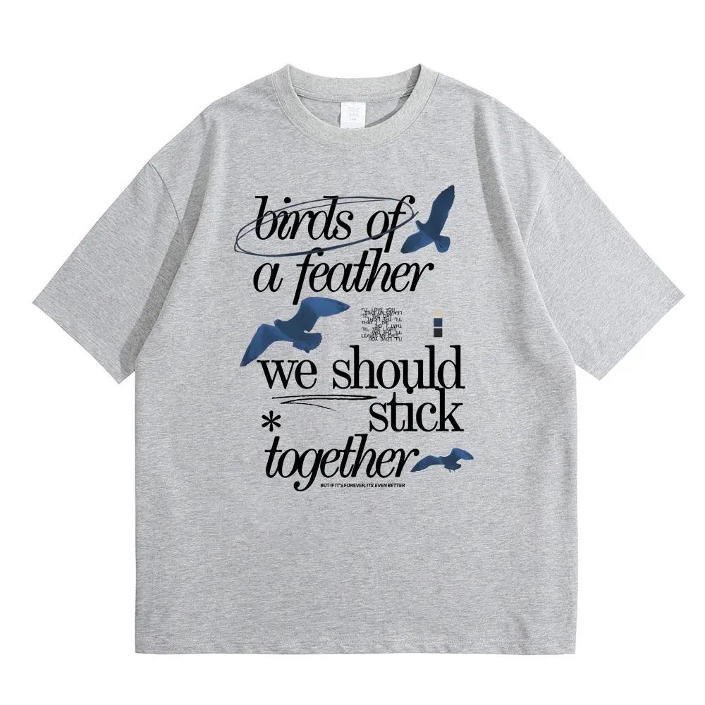 Birds of A Feather Hit Me Hard and Soft Graphic T-shirts Male Casual Oversized T Shirt Men Women Hip Hop Fashion Harajuku Tshirt