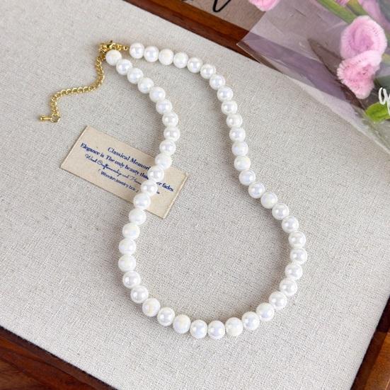 Colorful Beaded Choker Pearlescent Round Bead Necklace Boho Beaded Necklace Jewelry for Women Holiday Summer Beach Vacation