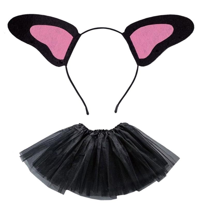 Tier-Cosplay-Kostüm mit Haarband und Rock für Kindergeburtstag Halloween