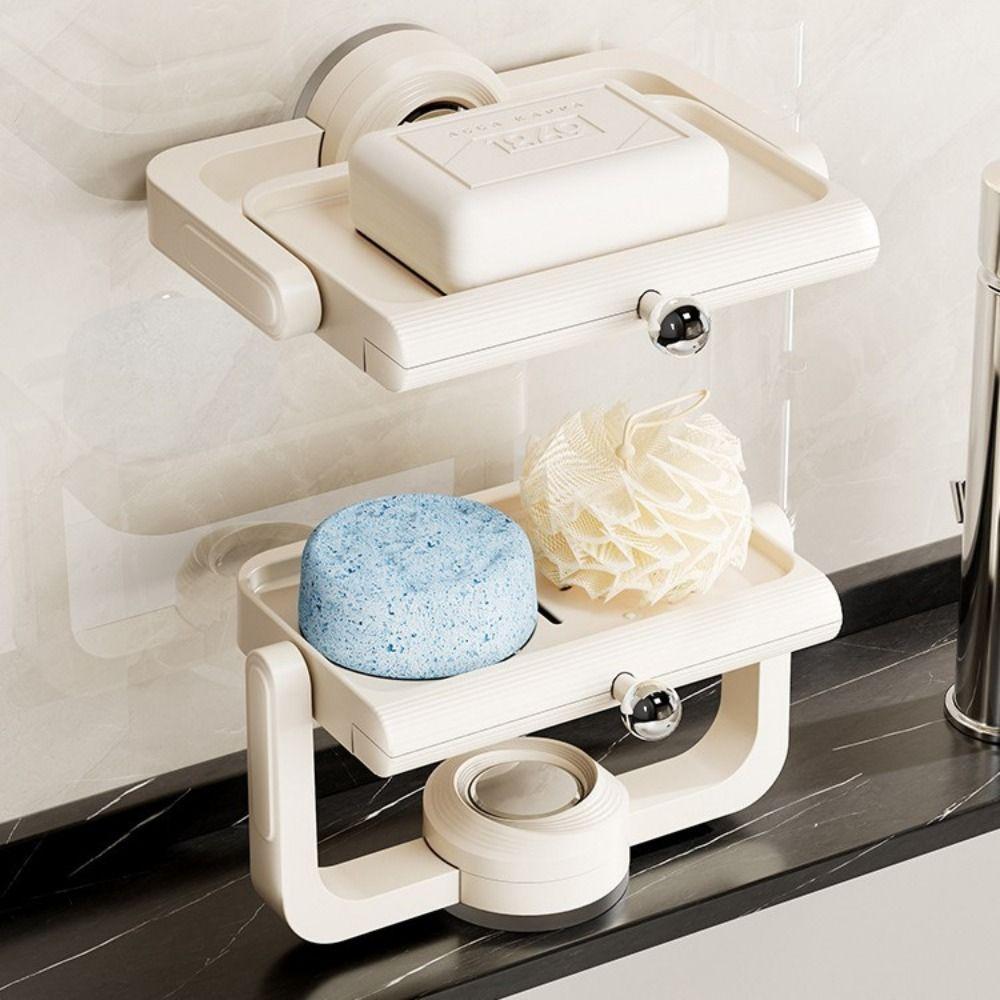 Rotatable Suction Cup Soap Dish Wall-Mounted Sponge Soap Box Bathroom Shelf  Bathroom Accessories