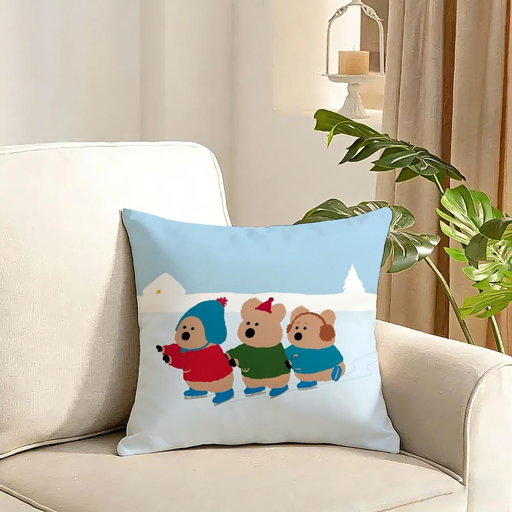 Korean stationery DDinotaeng Cushion Cover Reversible Plush Pillow Cover Soft Fluffy Home Decor for Sofa Bedroom