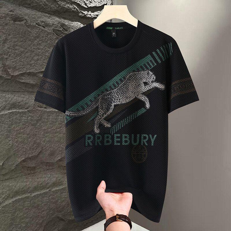 Men s Green Waffle Knit Short Sleeve Crew Neck T Shirt For Casual Daily Wear M чёрный