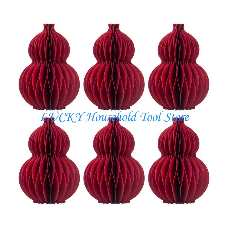 

J0MC Pack of 6 Elegant Gourd Chinese Lanterns for New Year Portable Hanging Decorations Assorted Sizes Hanging Festiva Decors