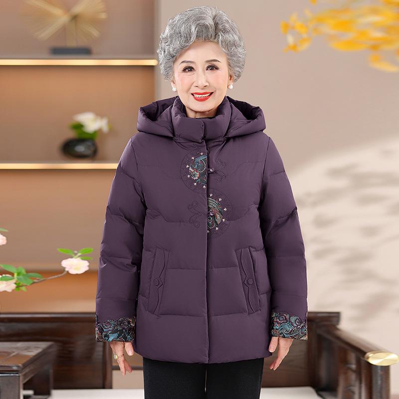 Festlicher Wintermantel 2025: Dicke Baumwollwattierte Jacke für Omas im chinesischen Stil