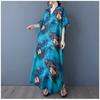 Women's Vintage Long Dress with Cotton and Linen Patterns
